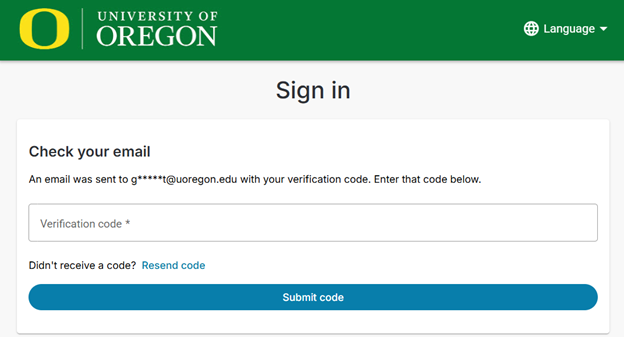 verification code entry field